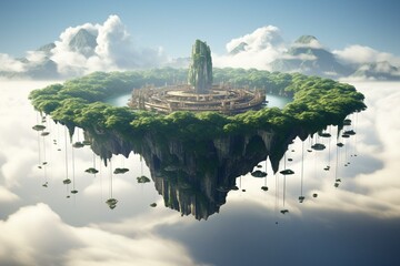 A breathtaking island suspended in the sky. Generative AI