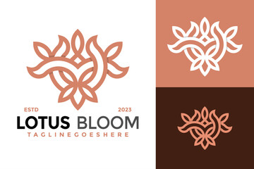Beauty Lotus Bloom Logo design vector symbol icon illustration
