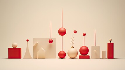 minimalistic Christmas elements drawings, emphasizing simple yet elegant designs.