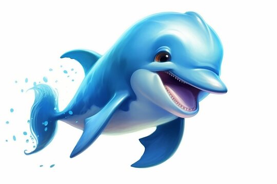adorable cartoon dolphin. Generative AI