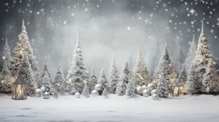 AI generated illustration of decorated Christmas trees as a background