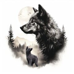 illustration of a Majestic Wolf in the Wild