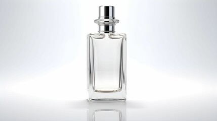 AI generated illustration of a glass bottle of perfume on a clear background