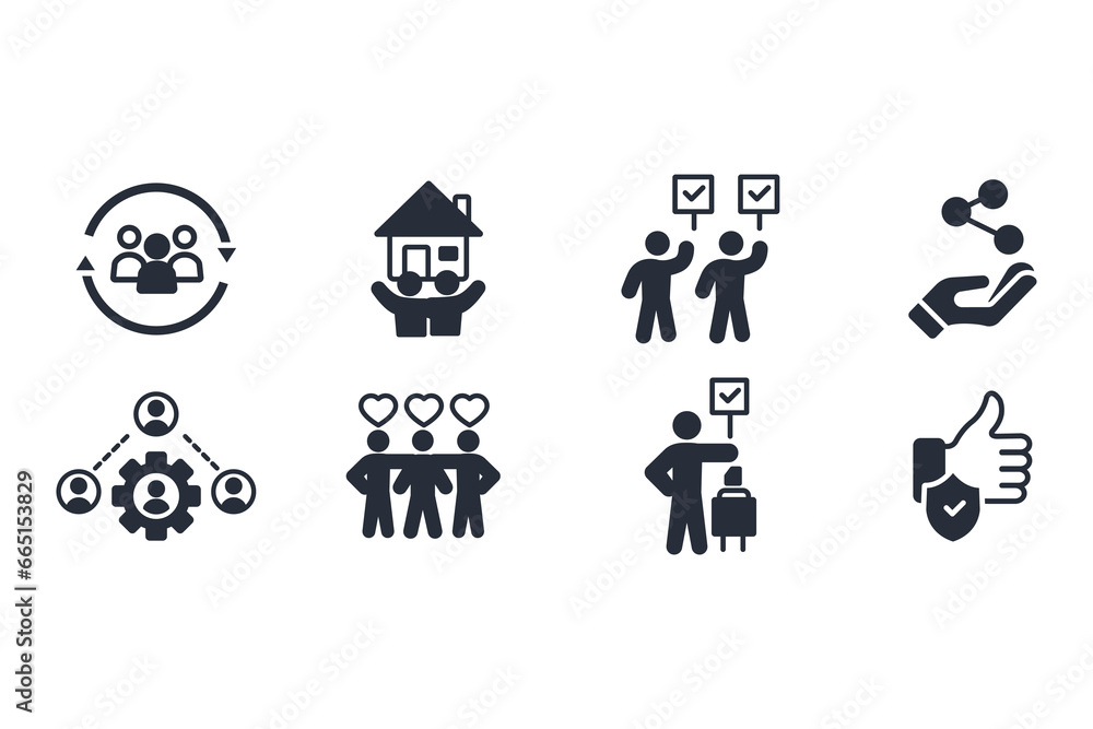 Poster community icon set.vector.editable stroke.linear style sign for use web design,logo.symbol illustrat