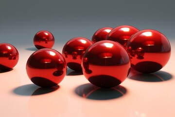 Transparent red balls with shadow. Generative AI