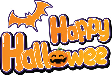 Happy Halloween lettering with pumpkin
