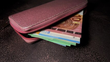 Euro banknotes in wallet