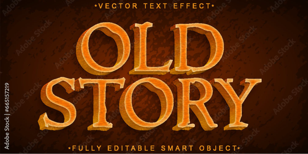 Poster wooden old story vector fully editable smart object text effect
