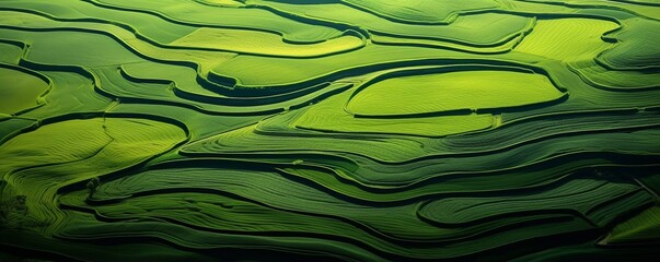Wavy green patterns creating abstract textures on a dark background