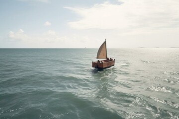 Motorized vessel sailing on the ocean. Generative AI