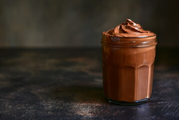 Homemade delicious chocolate and nut spread.