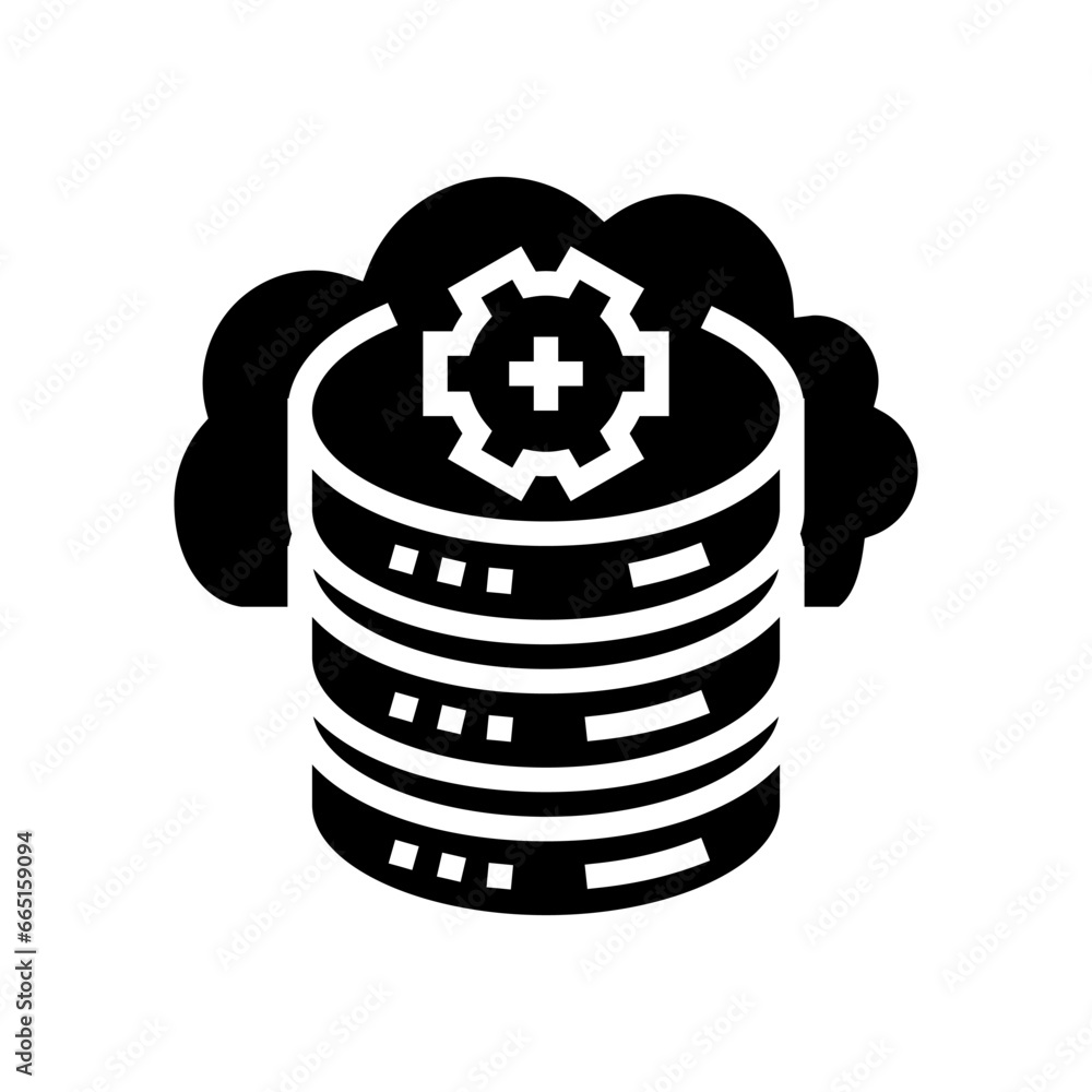 Poster cloud database glyph icon vector. cloud database sign. isolated symbol illustration