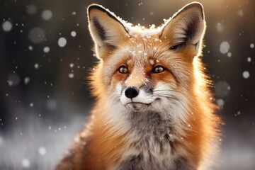 A beautiful fox in the snow.