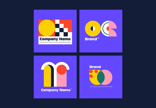 Purple Geometric Logo Set