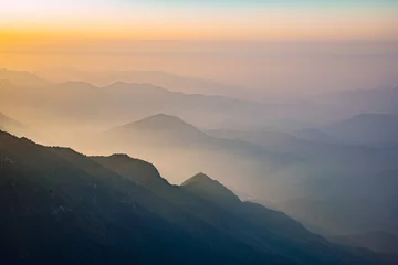 Foto auf Acrylglas Huang Shan Wugong Mountain, Pingxiang City, Jiangxi Province - sea of clouds and mountain scenery at sunset