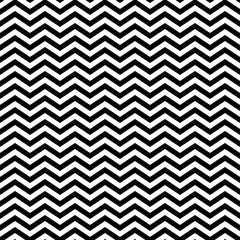 Black zigzag lines. Jagged stripes. Seamless surface pattern design with triangular waves ornament. Repeated chevrons wallpaper. Digital paper for page fills, web designing, textile print. Vector art.