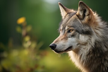 Obraz premium A beautiful gray wolf in the wild.