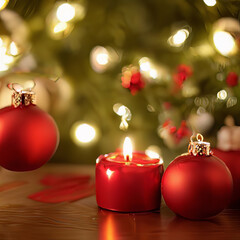 Fototapeta na wymiar christmas decoration with candle and christmas tree