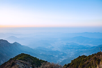 Wugong Mountain, Pingxiang City, Jiangxi Province - sea of clouds and mountain scenery at sunset