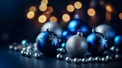 Fototapeta premium Stile Natalizio in Blu Scuro e Argento