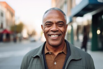 Fototapeta premium Portrait of a smiling senior man in the city