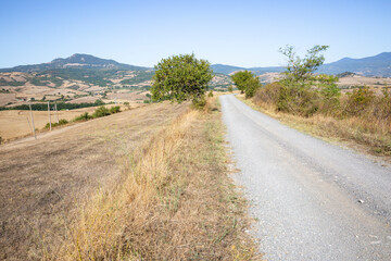 Fototapeta na wymiar Via Francigena - dirt road next to Centeno (Proceno), Province of Viterbo, Lazio, Italy