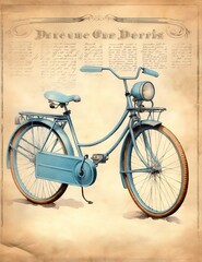 Bicycle cute baby old paper, vintage junk journal digital paper