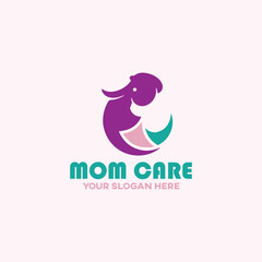 mom baby care logo design vector