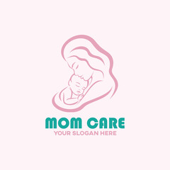 mom baby care logo design vector