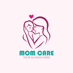 mom baby care logo design vector