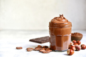 Homemade delicious chocolate and nut spread.