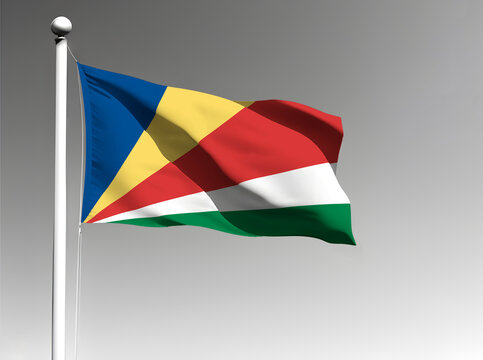 Seychelles national flag waving on gray background