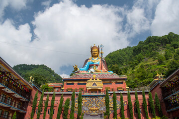 Dakshinkali, Nepal: the 40 metres high statue of Guru Rinpoche (Padmasambhava, Born from a Lotus), tantric Buddhist Vajra master, built in 2012, overlooking Dollu and Pharping monasteries