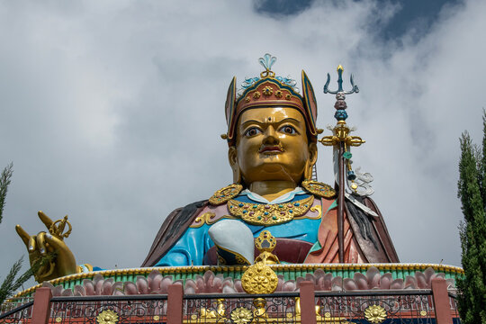 Dakshinkali, Nepal: the 40 metres high statue of Guru Rinpoche (Padmasambhava, Born from a Lotus), tantric Buddhist Vajra master, built in 2012, overlooking Dollu and Pharping monasteries