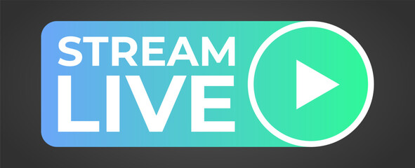 Live button. Live symbol, badge, sign, label, stream window. Vector illustration