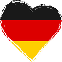 Germany Flag in heart shape grunge brushstroke. German flag Heart. Vector brush stroke flag, symbol.