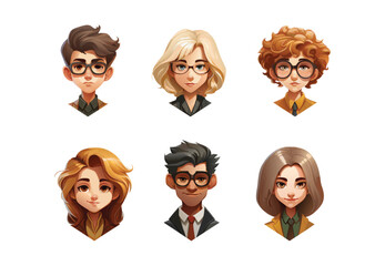 Set of children portraits. Set of smiling faces of boys and girls with different hairstyles, skin color, ethnicity. School kids avatars. cartoon style vector illustration. Back to school clip art