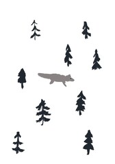 set of christmas trees