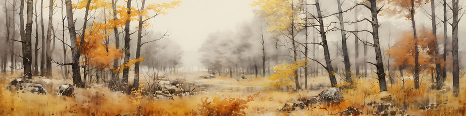 autumn, watercolour, realistic--no mountains