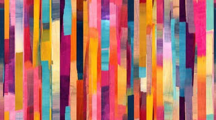 Colorful Seamless Soft Hand Drawn Modern Artistic Stripes Collage Print

