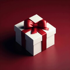 a gift box with a red bow. IA Generativa