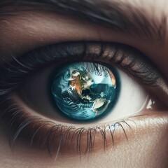 an eye with the reflection of planet earth. IA Generativa