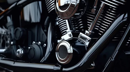 Foto op Plexiglas Closeup of modern motorcycle engine block. AI generated image © is