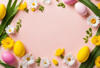 Easter Blank Canvas: A Creatively Simple Flat Lay - obrazy, fototapety, plakaty
