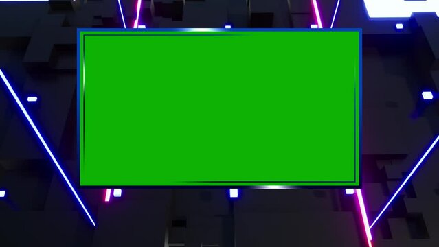Background for TV news broadcast with green screen. Virtual studio with green screen