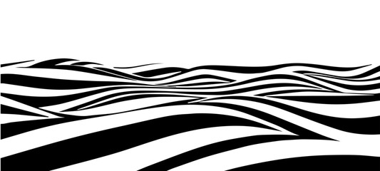 Black and white lines creating optical illusions. Abstract line wave. Vector illustration.