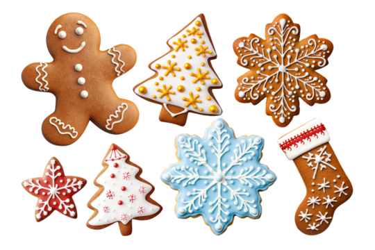 Set of tasty different gingerbread cookies