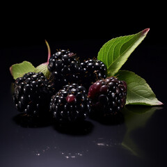 Blackberry Studio Shot Isolated on Clear Background, Food Photography, Generative AI