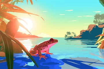 Ingelijste posters Sapo colorido em uma paisagem de verão colorida - Ilustração criativa  © vitor