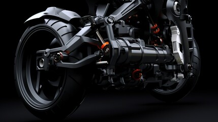 Fototapeta na wymiar Close up custom motorbike on dark background. AI generated image